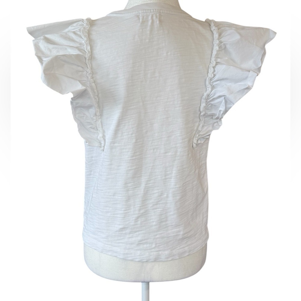 Nation LTD‎ Para Boxy Tee 100% Cotton White Ruffle Sleeveless- Small - Picture 4 of 12